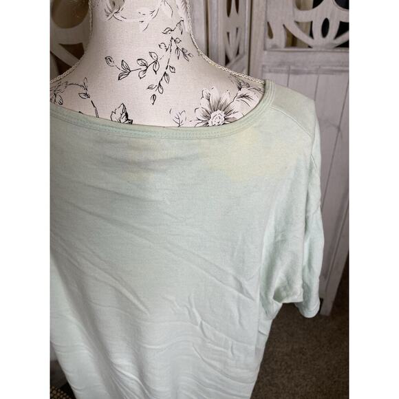 Vintage 90's Hawaii Floral Flowers One Size T Shirt Light Green Vtg Happy Shirts - Picture 5 of 8